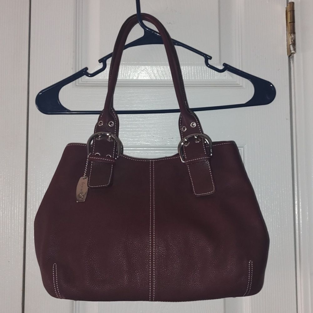 Tignanello leather deep reddish brown shoulder bag &  matching wallet - Picture 5 of 13
